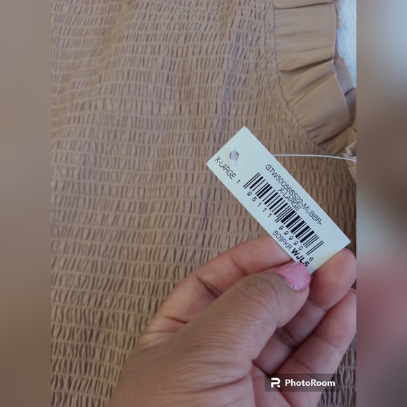 Goodthreads Women Georgette Smocked-Front Ruffle Sleeveless Brown Shirt Size XL - Picture 6 of 11